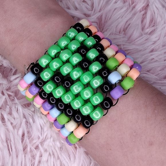ALIEN Rainbow Pastel Matte Kandi Cuff Bracelet - Picture 7 of 8
